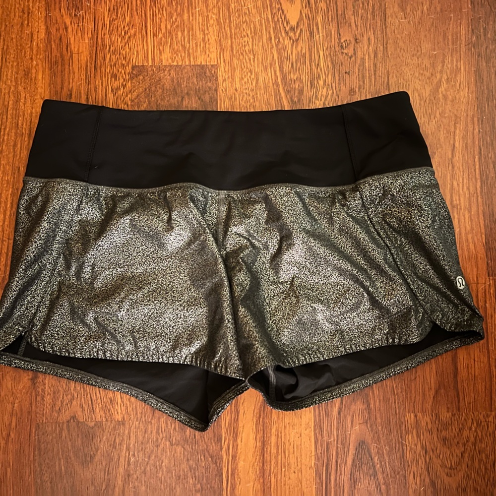 lululemon athletica black and silver sparkle Speed Up Shorts